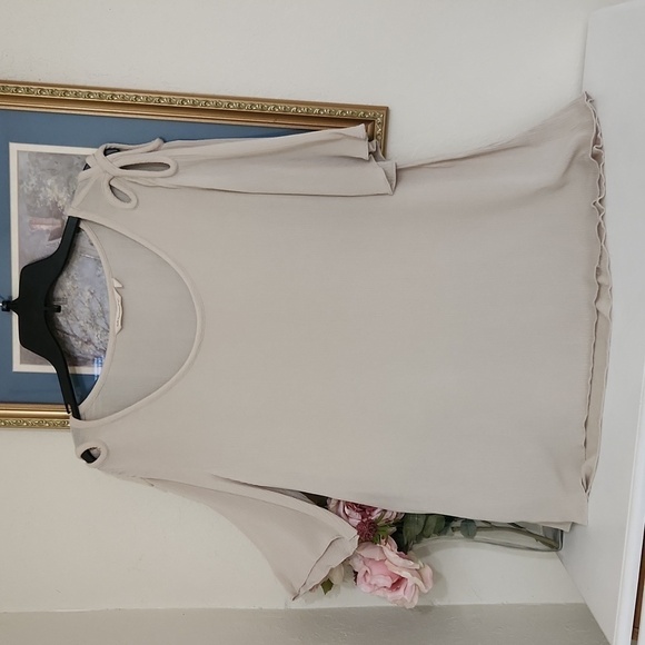 Soft Surroundings Size large Flowy Top With Open Bow Detail Lagenlook Coastal - Picture 4 of 12